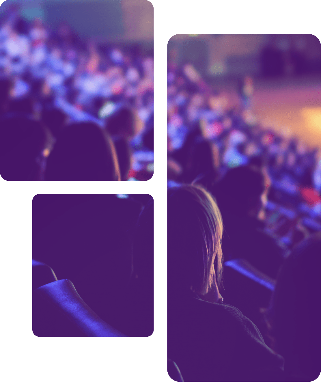 fragmented tiles of audience members in a seminar